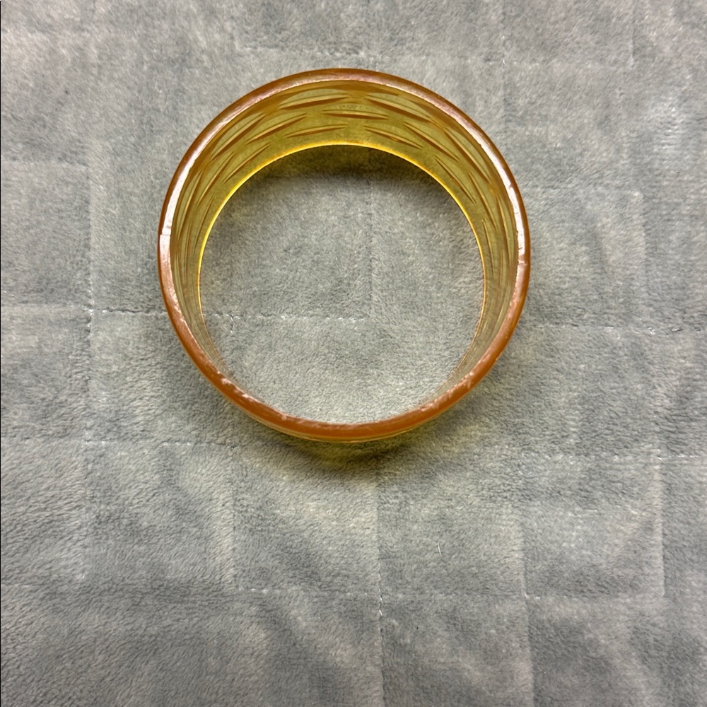 Vintage Plastic Bangle Bracelet, Translucent Yell… - image 3